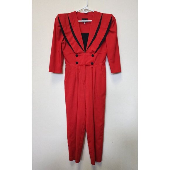 Vintage Pants Suit First Focus Red 13/14 Pockets Clown Mother Wedding Event Hat - Picture 1 of 16